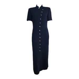 Cynthia Howie Maggy Boutique Vintage Dress Sz 8 Navy Blue Uniform Military Style